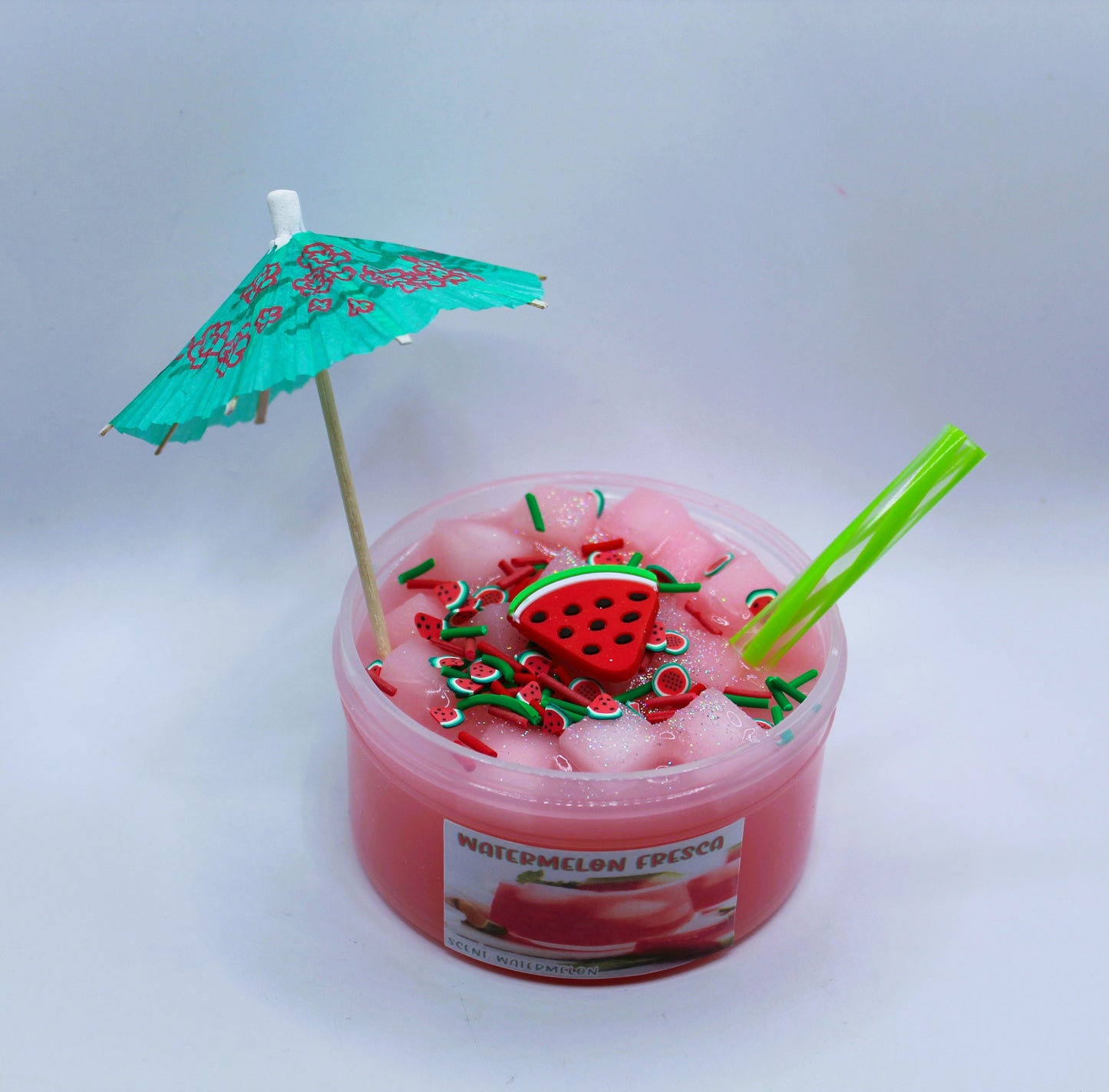 Watermelon Fresca Slime - Jelly Cube - Scented - Tropical Drink - Party Favor - Hand Therapy - Sensory Play