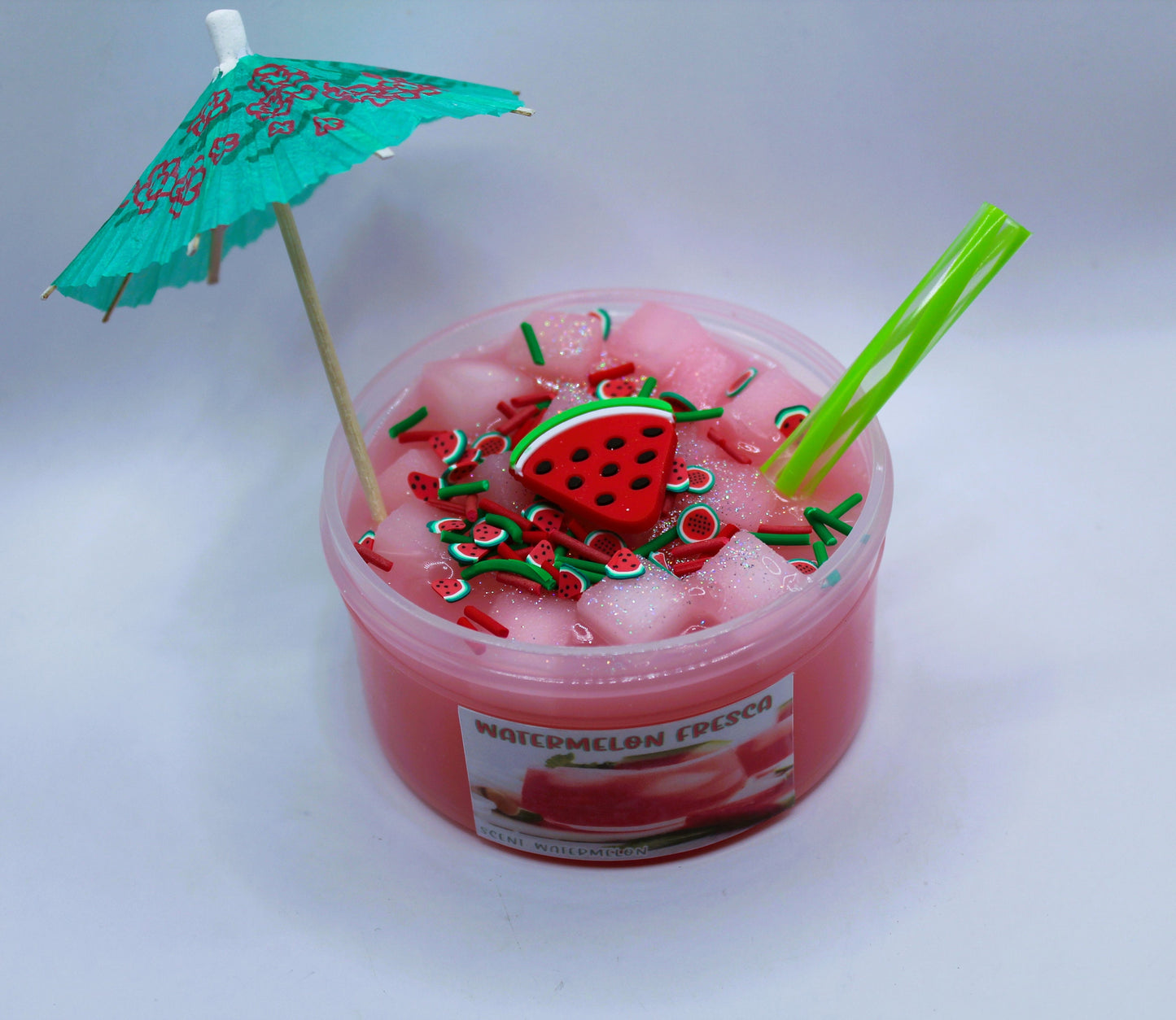 Watermelon Fresca Slime - Jelly Cube - Scented - Tropical Drink - Party Favor - Hand Therapy - Sensory Play