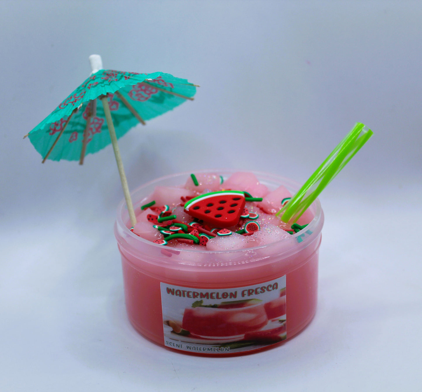 Watermelon Fresca Slime - Jelly Cube - Scented - Tropical Drink - Party Favor - Hand Therapy - Sensory Play