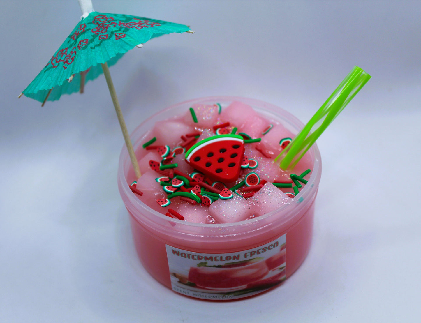 Watermelon Fresca Slime - Jelly Cube - Scented - Tropical Drink - Party Favor - Hand Therapy - Sensory Play